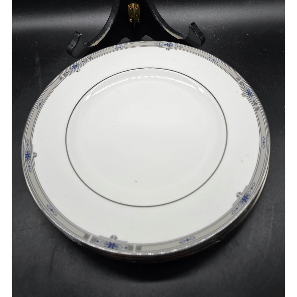 Set of 3 Wedgwood Amherst Bone China Salad Plates Grey Blue Floral England 8in
